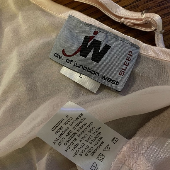 Vintage 90s Chiffon Beaded Ruffle Babydoll Slip Dress Large Sheer Coquette Fairy - Picture 4 of 6